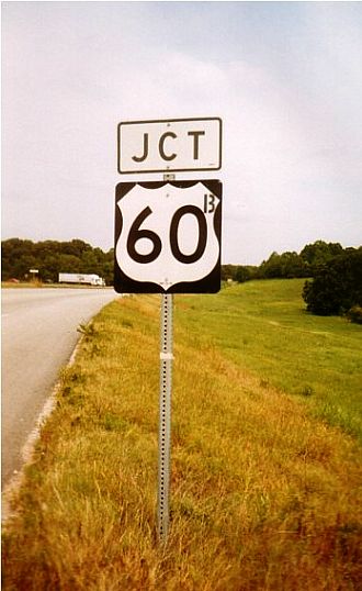 US 60 business route with stencilled letter