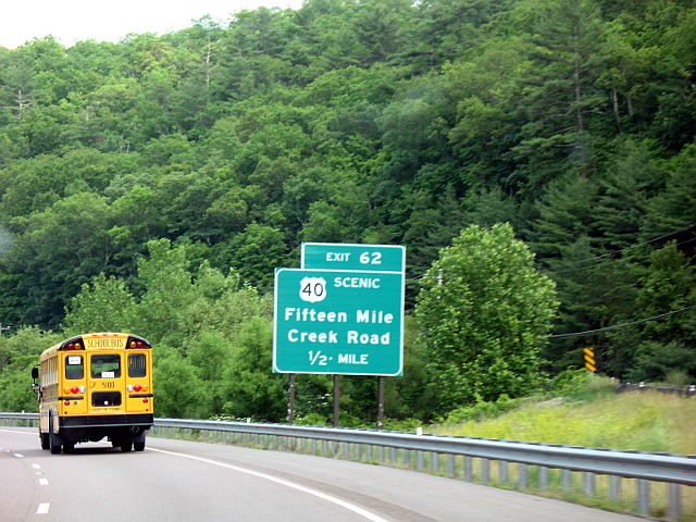 Advance exit sign for Scenic US 40 from Interstate 68 in Maryland
