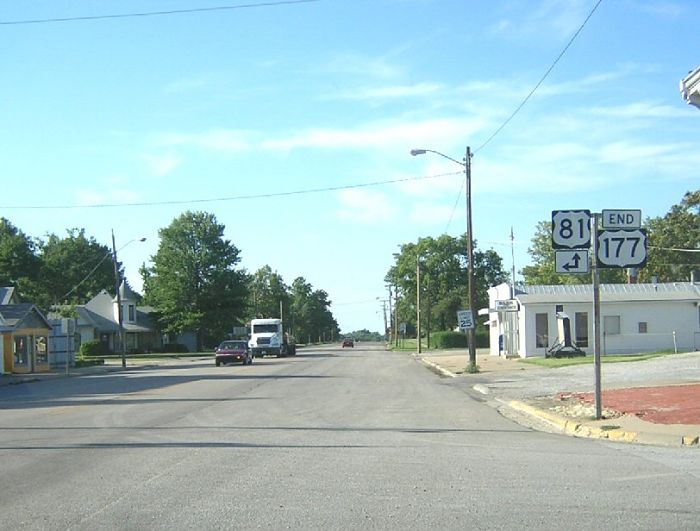 US 177 ends at US 81 in South Haven, Kansas