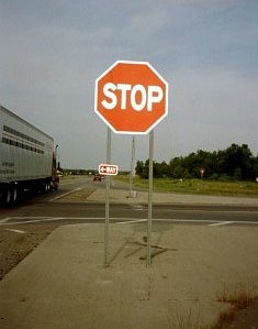 Big stop sign at US 59 and US 271 in Oklahoma