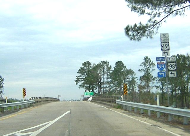 US 11 (not marked) at US 98/Interstate 59 in Hattiesburg, Mississippi