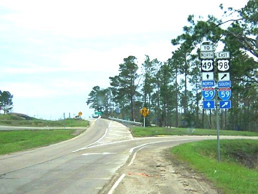 US 11 (not marked) at US 98/Interstate 59 in Hattiesburg, Mississippi