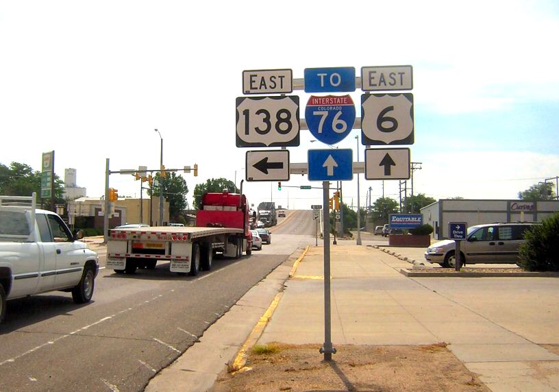 US 6 approaching US 138's western endpoint in Sterling, Colorado