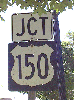Square US 150 marker in St. Joseph, Illinois