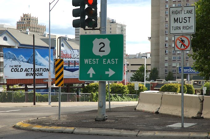 US 2 in downtown Spokane, Washington