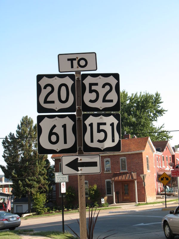 Four US highway trailblazers in Dubuque, Iowa