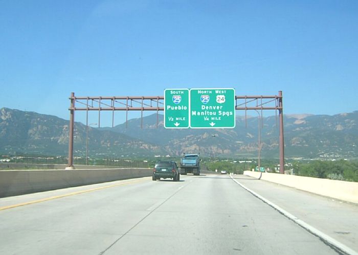 US 24 approaching Interstate 25 in Colorado Springs