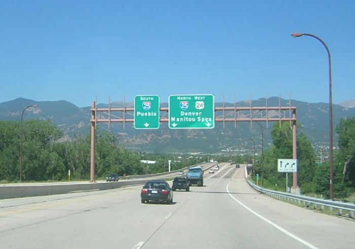 US 24 westbound at Interstate 25 in Colorado Springs