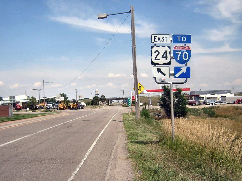 US 24 diverts from its former route just before Interstate 70 in Burlington, Colorado