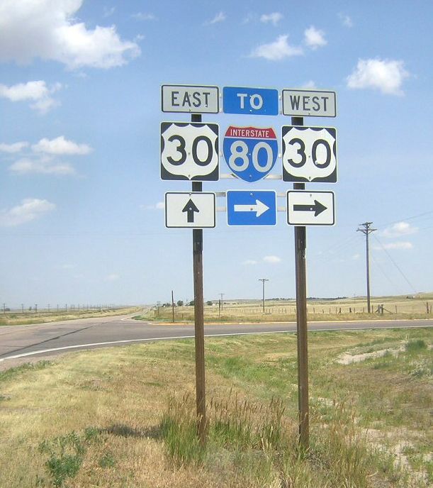 Interstate 80 from US 30 along State Line Road in Kimball County, Nebraska