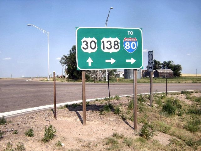 Junction sign for US 30 and US 138 in Nebraska