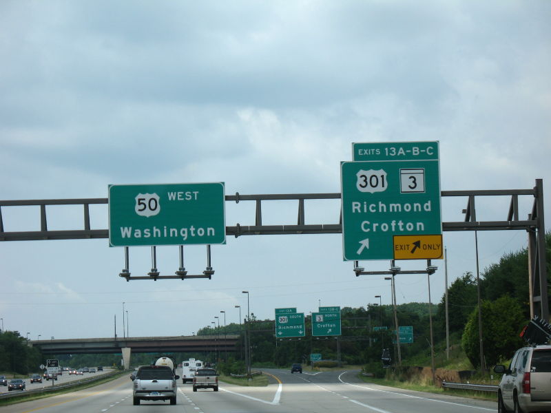 US 50 and US 301 split in Maryland