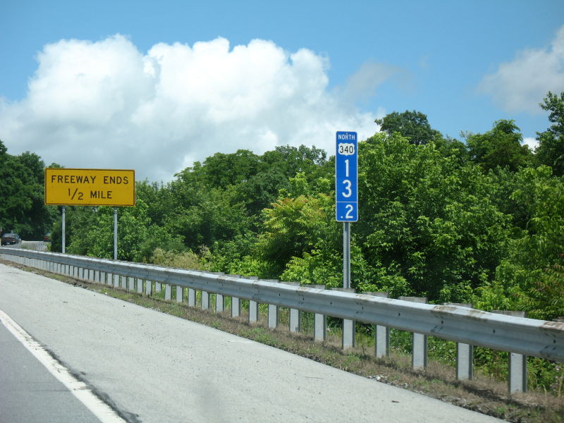 Freeway mileage marker on US 340 in West Virginia