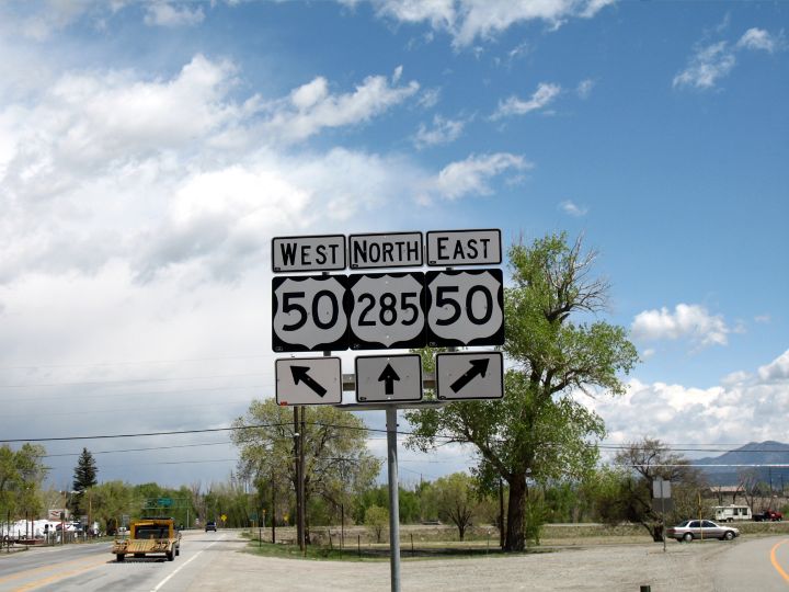 US 50 and US 285 in Poncha Springs, Colorado