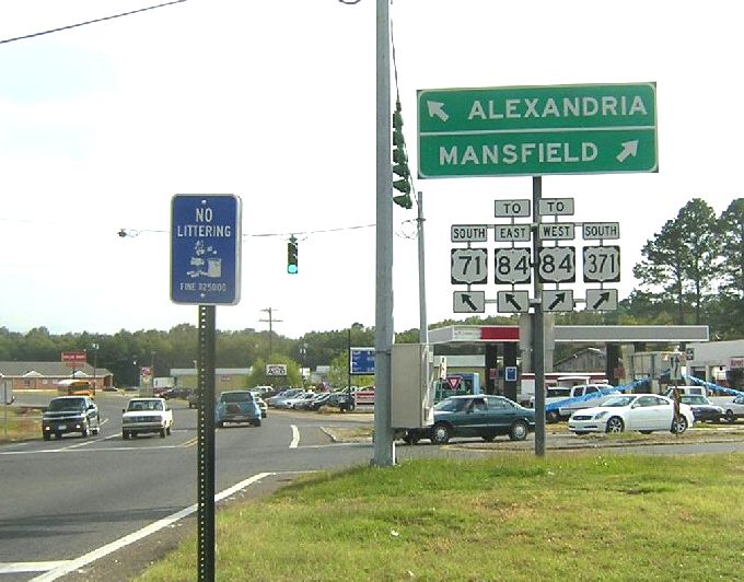 US 71, US 84, and US 371 in Coushatta, Louisiana