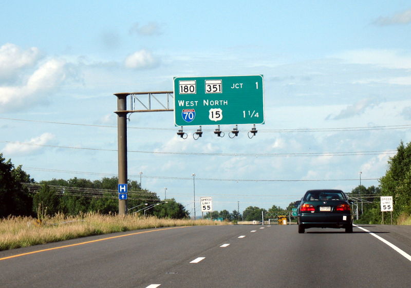 Mileage destinations on US 15/US 340 in Frederick, Maryland